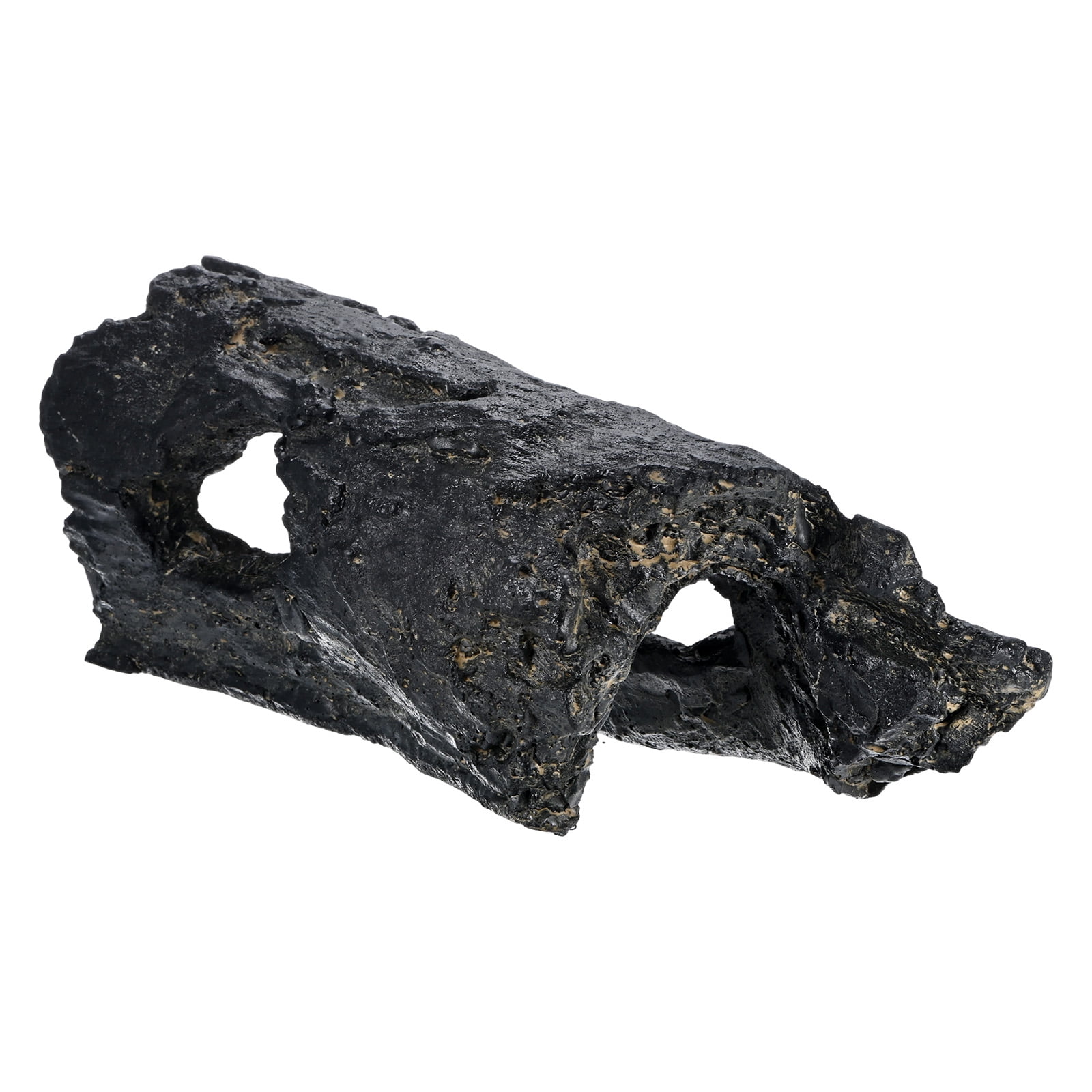 1-Pack Reptile Hide Basking Platform, Cement Reptile Tank Decor, Large Black Bearded Dragon Tank Accessories for Turtle/Gecko