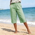 thumbnail image 4 of HBGVBA Women Casual Plaid Capris with Pockets,Plaid 5 Length Shorts with Practical Side Pockets All Season Wear, 4 of 5