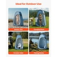 thumbnail image 6 of VEVOR Pop up Shower Tent, Instant Portable Privacy Tent Changing Room with Ground Stakes, Ropes, and Carry Bag, 190T Polyester with Silver Coating, Quick Setup, for Camping, Beach, Fishing, Blue, 6 of 9