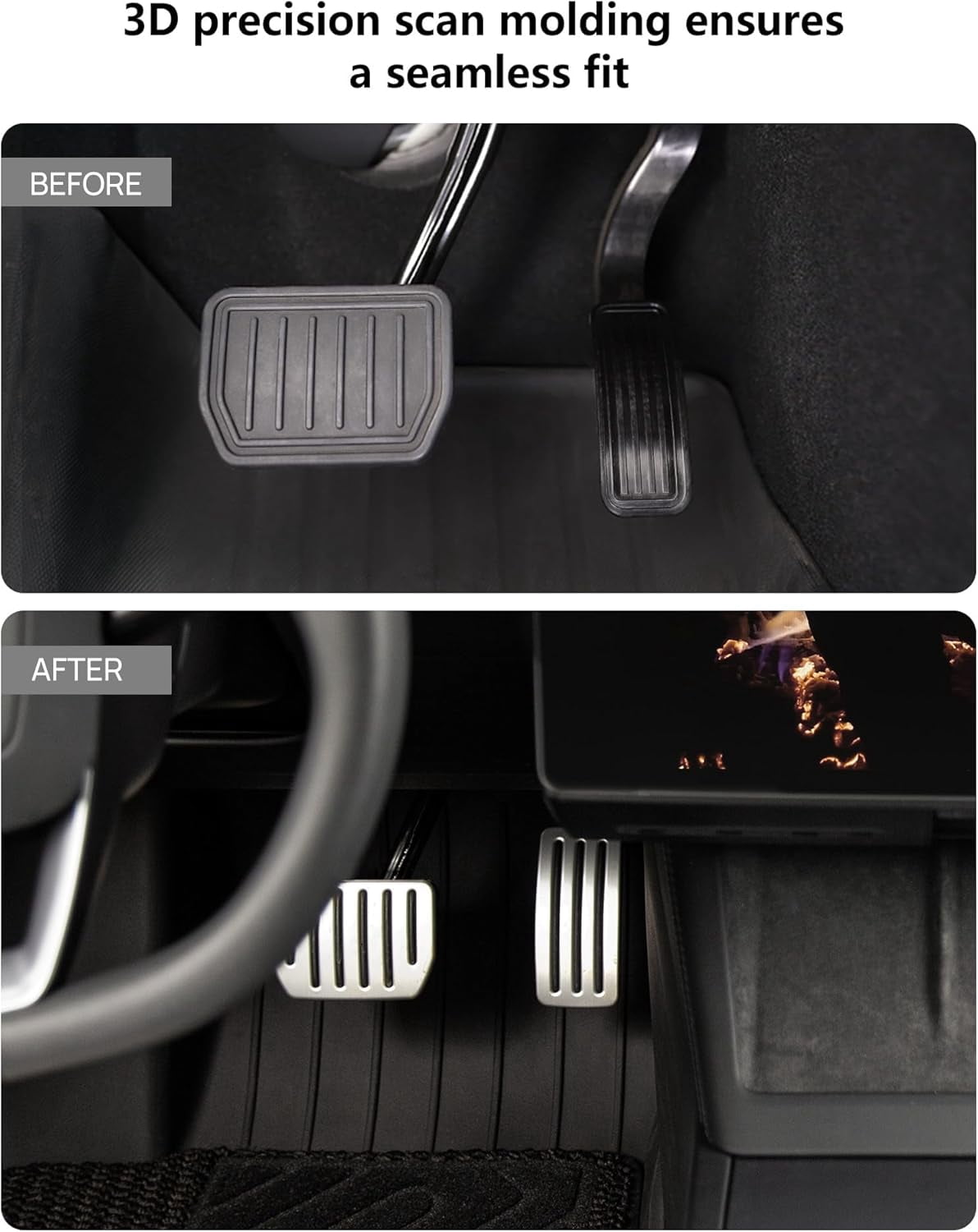 Aluminum Self-Flip Lock Performance Pedal Sets Accelerator Brake Pedals Cover for Tesla Model 3 Highland 2024+/Model Y Juniper 2025+ Non-Slip Protector Accessories Foot Pedal Pad Replacement