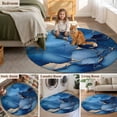 thumbnail image 5 of Round Rugs 8Ft, Navy Blue Marble Round Area Rug Washable Indoor Throw Carpet, Modern Ink Painting Abstract Art Luxury Large Non Slip Circle Rug for Kids Room RV Home Decor Aesthetic, 5 of 8