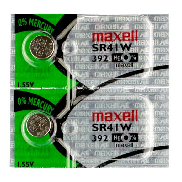 2 x Maxell 392 Watch Batteries, SR41W or 384 Battery