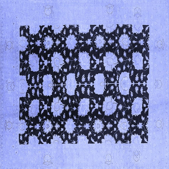 Ahgly Company Indoor Square Oriental Blue Traditional Area Rugs, 6' Square