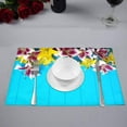 thumbnail image 2 of MKHERT Fresh Spring Lily Flowers in Turquoise Painted Wooden Planks Placemats Table Mats for Dining Room Kitchen Table Decoration 12x18 inch,Set of 6, 2 of 4