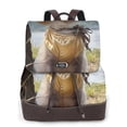 thumbnail image 1 of Easygdp Cat In Sun Hat Mochila de Cuero para Mujeres, Bolso de Hombro, Bolsos de Mano de Moda para Trabajo y Viajes, 1 of 4