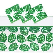 3 Pack Tropical Leaves Tablecloth for Hawaiian Luau, Safari Birthday Party Decorations, Baby Shower (54 x 108 In)