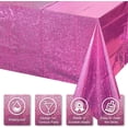 thumbnail image 3 of LAICAIW 8 Pack Iridescence Plastic Tablecloths Shiny Disposable Laser Rectangle Table Covers Holographic Foil Tablecloth Iridescent Party Decoration Birthday Wedding Christmas 54''x108'' (Pink), 3 of 7
