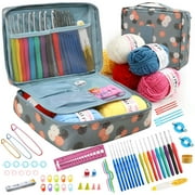 Biguy Crochet Hook Set with Case, 67 Pcs Allnice Crochet Kit with Yarn,Crochet Kits Include 5 Roll Yarn, Knitting Needles, Full Crochet Starter Kit for Beginners