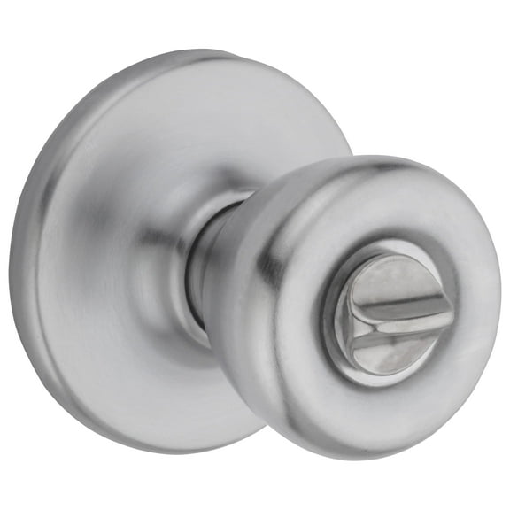 Kwikset Tylo Interior Privacy Door Knob with Lock, Door Handle For Bathroom and Bedroom, Satin Chrome Keyless Turn Lock Doorknob, 1 Count (Pack of 1) C63