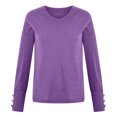 thumbnail image 4 of Turilly Womens Knitted Sweaters Women's Fashion Solid Color Pullover Round Neck Long Sleeve Knitted Sweater Purple XL, 4 of 6