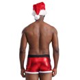 thumbnail image 4 of CHICTRY Ensemble de Noël pour Hommes Tenues de Père Noël 2 Pcs Boxeurs Rouges Shorts de Vacances avec Chapeau F Rouge TTG, 4 of 8