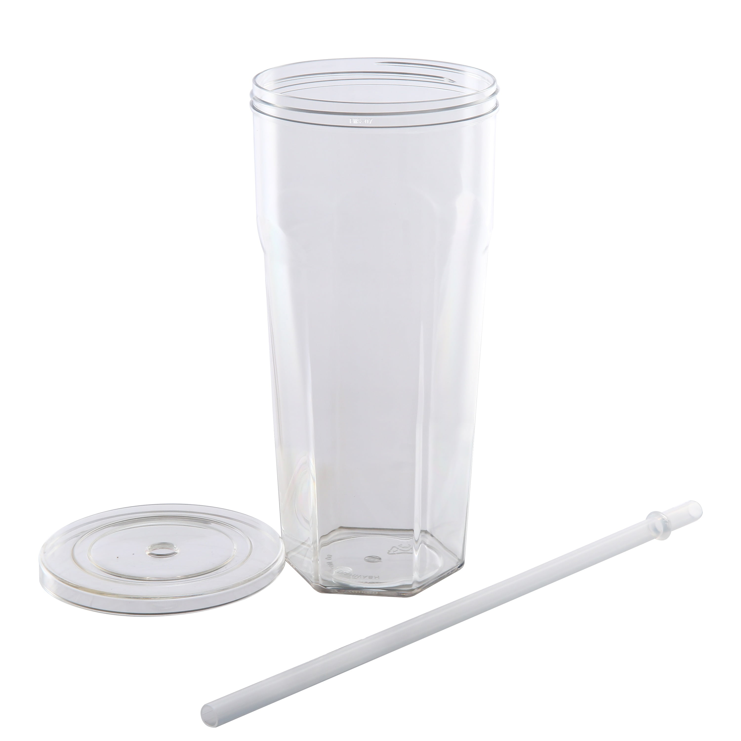 Mainstays 20oz Plastic Tumbler with Screw Top Lid and Straw, Clear