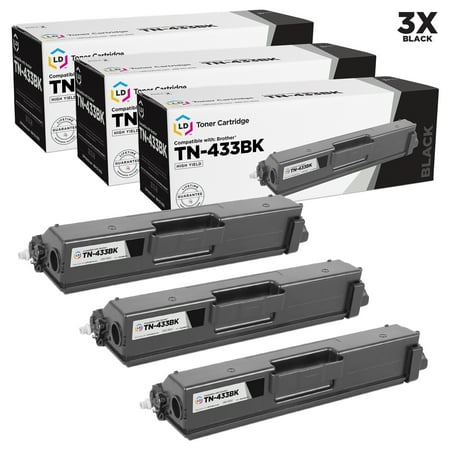 LD Compatible Replacement for TN433BK Black Toner Cartridge 3-Pack for HL-L8260CDW, HL-L8360CDW, HL-L8360CDWT, HL-L9310CDW, HL-L9310CDWT, HL-L9310CDWTT, MFC-L8610CDW, MFC-L8900CDW