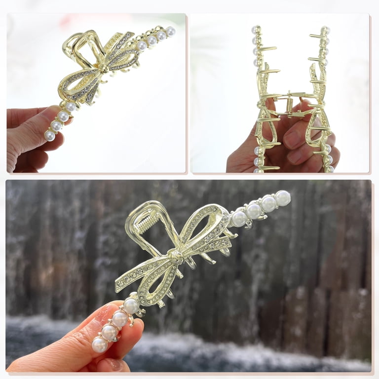 Unique Bargains Hair Clip Classic Faux Pearl Bow Hair Clip  display picture 2