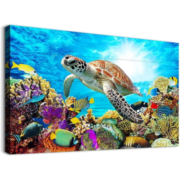 Family Wall Decor For Bedroom Family Canvas Wall Art For Bathroom Sea Turtles Wall Pictures Artwork Office Canvas Art Blue Ocean Wall Painting Modern Living Room Kitchen Home Decorations 12x16 Inch