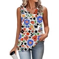 thumbnail image 6 of Tank Top for Women V Neck Sleeveless Fashion Vintage Loose Fit Graphic Leaf Print Lightweight Breathable Summer Top, 6 of 6