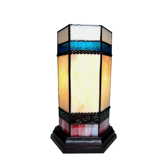 RADIANCE Goods Tiffany-Glass Accent Pedestal 1 Light Table lamp 14" Tall
