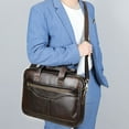 thumbnail image 3 of Maletín de cuero genuino para hombre, bolso bandolera de negocios para hombre, bolso retro de piel de vaca de primera capa para computadora portátil, 3 of 6
