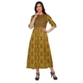 thumbnail image 2 of Moomaya Printed Roll Up Sleeve Long Kurti Front Slit Tunic Dress For Women, 2 of 5