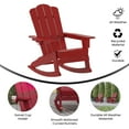 thumbnail image 4 of BizChair Adirondack Rocking Chair with Cup Holder, Weather Resistant HDPE Adirondack Rocking Chair in Red, 4 of 11