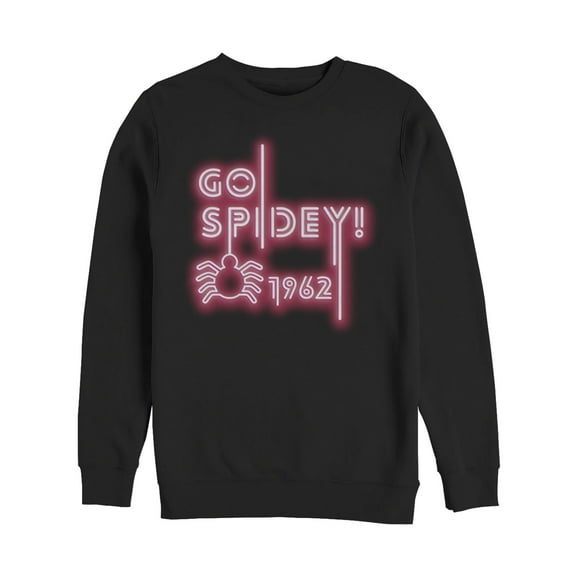 Men's Marvel Spider-Man Neon Light Logo  Sweatshirt Black Large