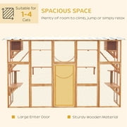 PawHut Catio Playground Outdoor Cat Enclosure Wooden Cat House Shelter