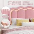 thumbnail image 6 of Amolife Full Size LED Bed Frame with Drawer, Platform Bed with Velvet Upholstered Adjustable Wavy Headboard, Pink, 6 of 11