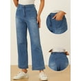 thumbnail image 2 of DARING DIVA Women's Wide High Waisted Stretchy Jeans Buttoned Denim Pants XS Blue, 2 of 6