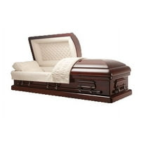 Overnight Caskets Cambridge Mahogany Funeral Casket with Almond Velvet Interior - Solid Mahogany Wood