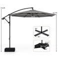 thumbnail image 3 of Costway Parasol Suspendu Déporté de 10 Pi avec Base pour Patio, Rotation à 360°, Gris, 3 of 10