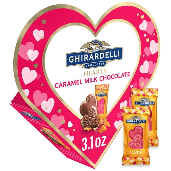 GHIRARDELLI Caramel Milk Chocolate Hearts Gift Box, 3.1 oz