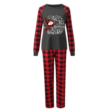 

Mnycxen Matching Family Pajamas Sets Plaid Printed Loungewear Family Matching Pajamas Long Sleeve Home Sleepwear