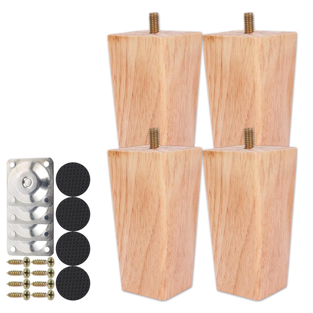 Willstar 4 X Solid Wood Furniture Feets Sofa Beds Leg Square Legs for Settee Table Home