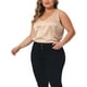 thumbnail image 4 of Camisetas sin mangas de satén de seda para mujer de tallas grandes Agnes Orinda, blusas casuales de cuello en V, camisetas básicas de verano 1X Champagne, 4 of 6