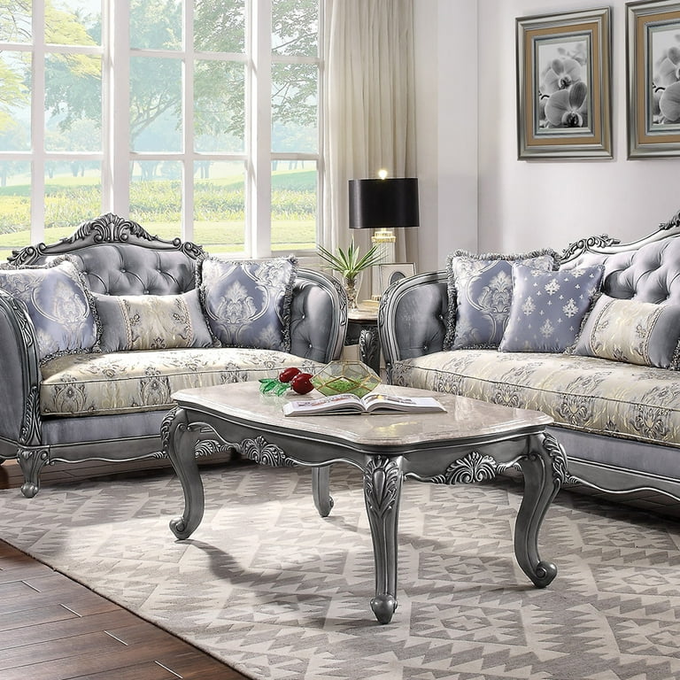 ACME Ariadne Rectangular Marble Top Wooden Coffee Table in ACME Ariadne Rectangular Marble Top Wooden Coffee Table in