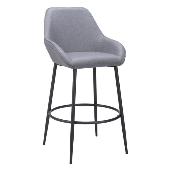 Vila Barstool Gray Barstool, Modern Style, Comfy and durable polyester fabric, Plywood, Indoor Bar