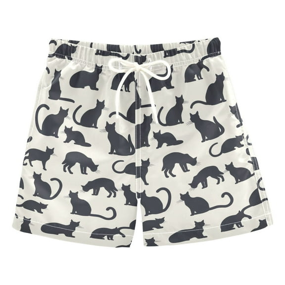 joogoo Boys Swim Trunks Cat Pattern Beach Board Shorts Drawstring Swimsuit S
