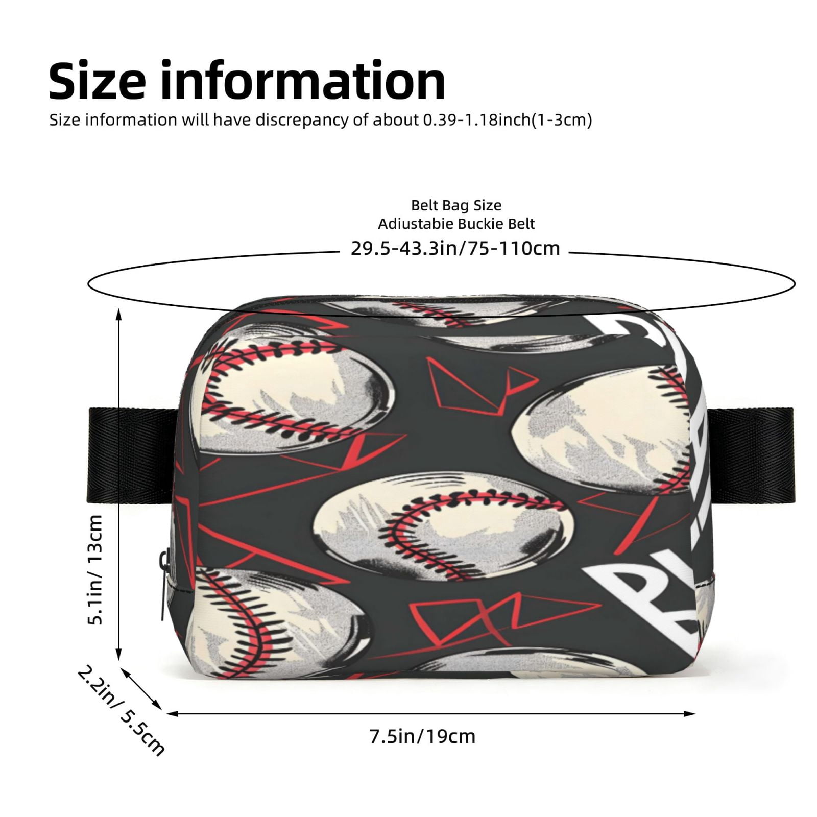 Unisex Square Waist Bag Stylish Backpack For Hiking Running Fitness Workouts Shopping And Travel Baseball Theme Urban Street Sport Style (3)