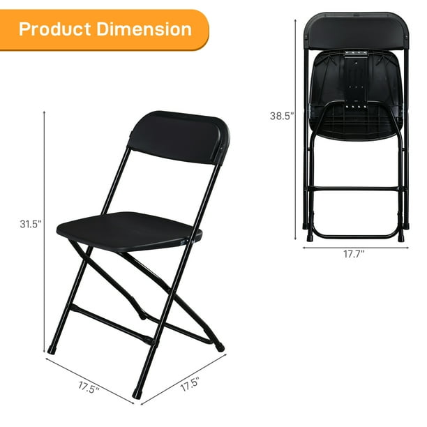 Zimtown 6 Pack Black Plastic Folding Chair for Wedding Party Picnic Conference Stackable Chairs
