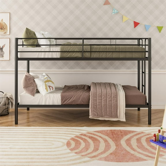 DHP Elara Low Metal Bunk Bed, Twin Over Twin, Black