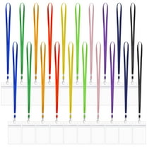 Qweryboo 20 Pcs Lanyards for Badges, Vertical Clear ID Card Holder with Colorful Lanyard, Waterproof Resealable Plastic ID Name Badge for Office School Nurses(10 Colors)