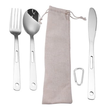 1 Set Portable Camping Cutlery Stainless Steel Fork Knife Spoon Tableware