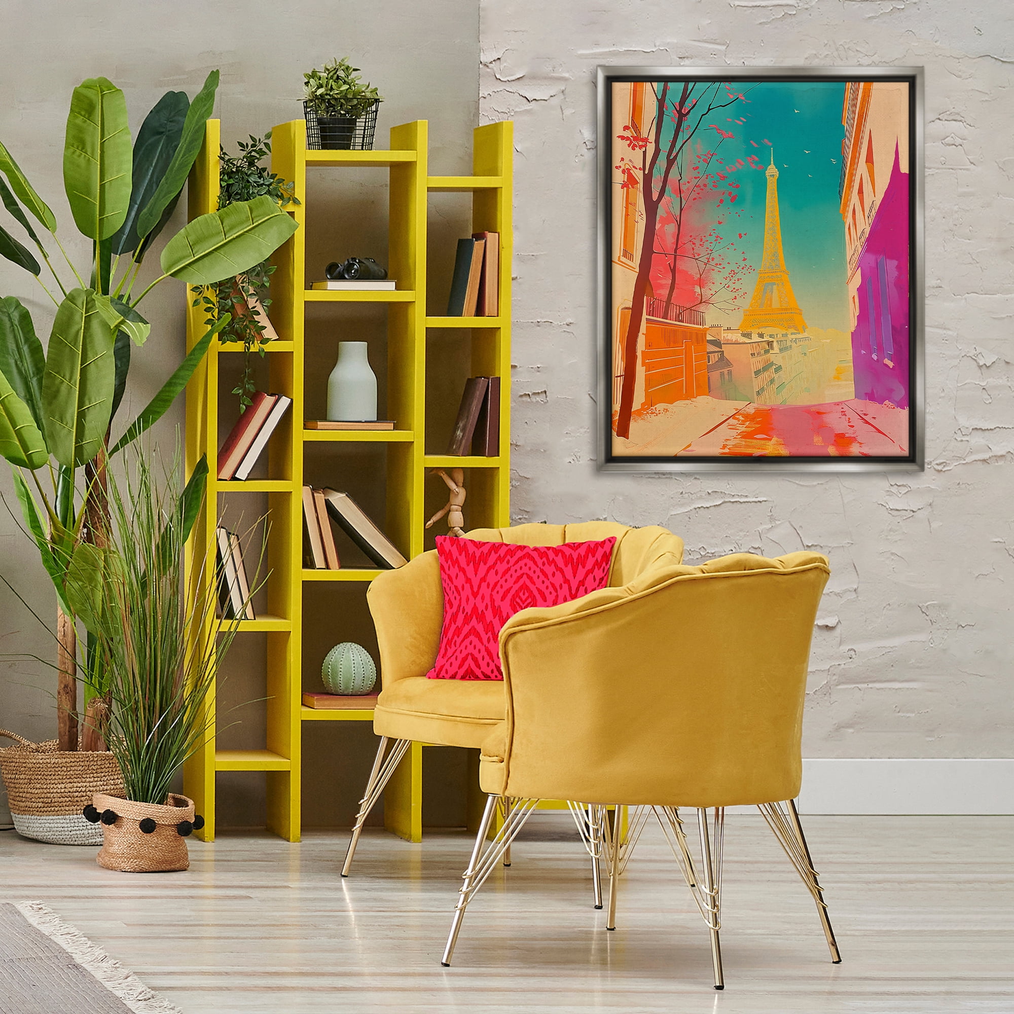 Stupell Industries Abstract French View Town & City Painting Gray Floater Framed Art Print Wall Art, 25 x 31