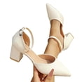 thumbnail image 6 of Samdudou Womens Pumps Closed Toe Pointed Toe Low Chunky Block Heel Shoes Elegant D'Orsay Cutout Adjustable Ankle Strap Classic Office Work Footwear, 6 of 9
