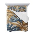 thumbnail image 7 of Navy Blue Brown Full Size Down Alternative Comforter, Lightweight Comforter Quilt Bedding Set with Pillow Shams Vintage Elegant Botanical Palm Leaves All Seasons Bed Comforter Duvet Insert 78"x90", 7 of 7