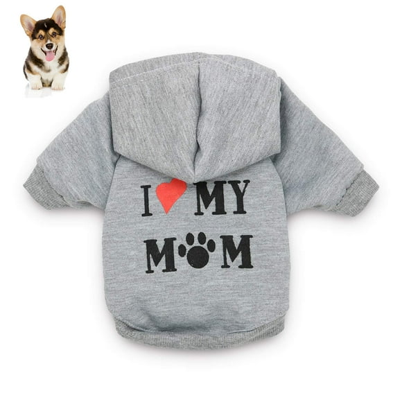 Ropa para perros "Amo a mi mamá" Sudadera con capucha estampada Sudadera con capucha para cachorros Ropa cálida para cachorros Sudadera con capucha