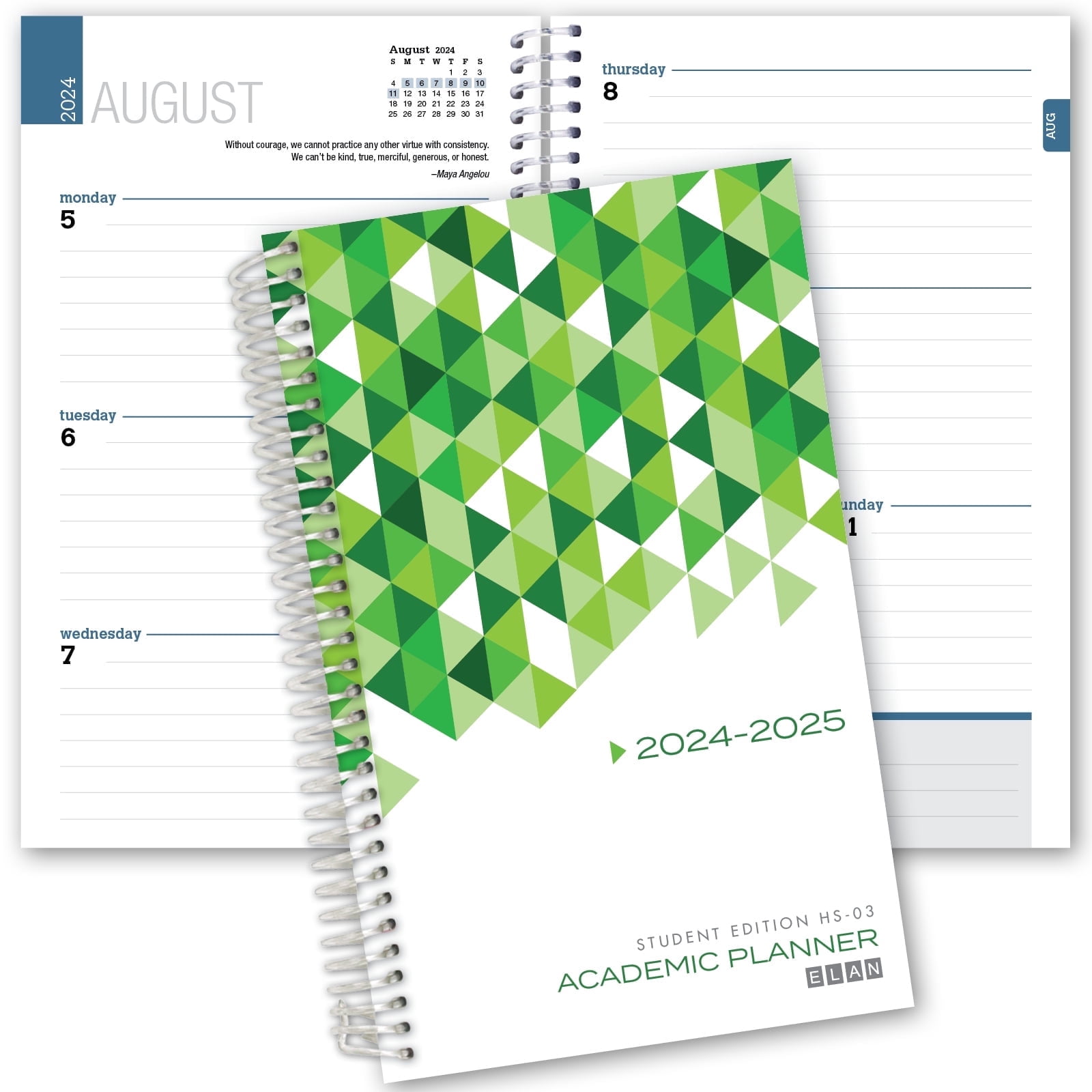 Elan Student Planner - Weekly Overview, 5.5 X 8.5 Inches, Full Year, Blue (S85)