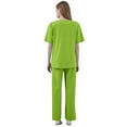 thumbnail image 5 of HAJWOH Womens Scrubs Sets Stretchy Nurse Uniform Short Sleeve V-Neck Scrub Top & Jogger Pants Solid Color Medical Scrub Sets with Multi Pockets Fluorescent Green M, 5 of 6