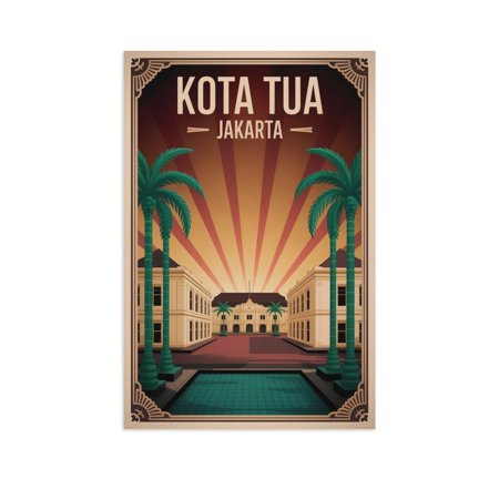 Jakarta Kota Tua Art Deco Poster Retro Old Town Travel Indonesia Wall Art Print Poster