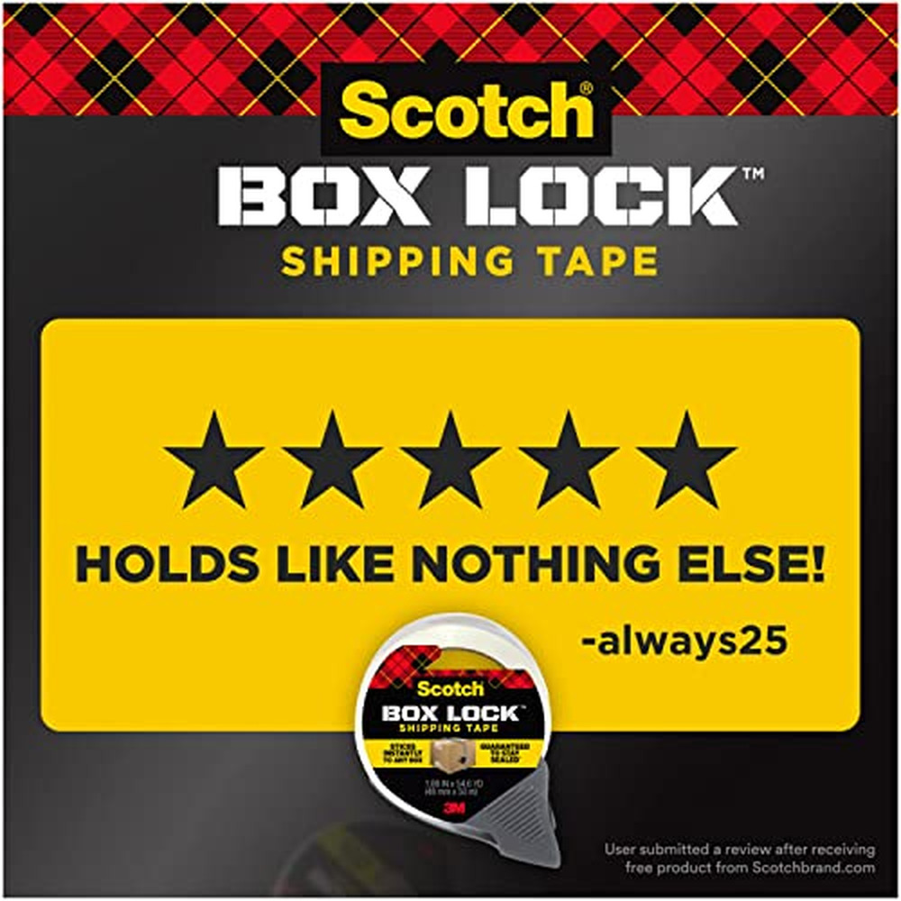 Scotch® Box Lock 195 Packaging Tape 1-15/16 X 22-1/4 Yd Clear (Pack of 10)